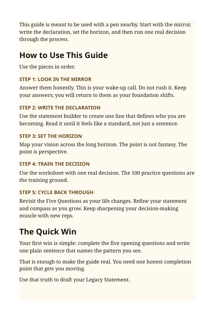 Sample page from The Create A Man MANifesto showing how to use the guide