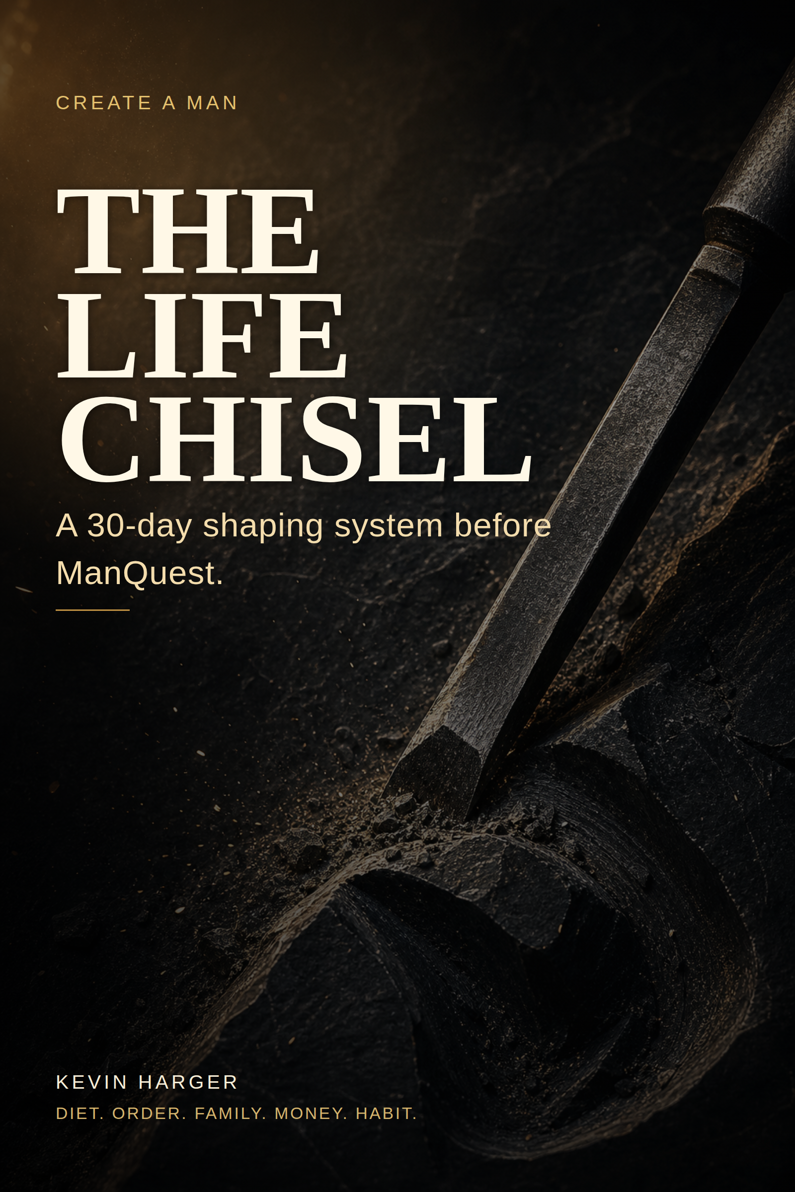The Life Chisel book cover with a chisel carving stone